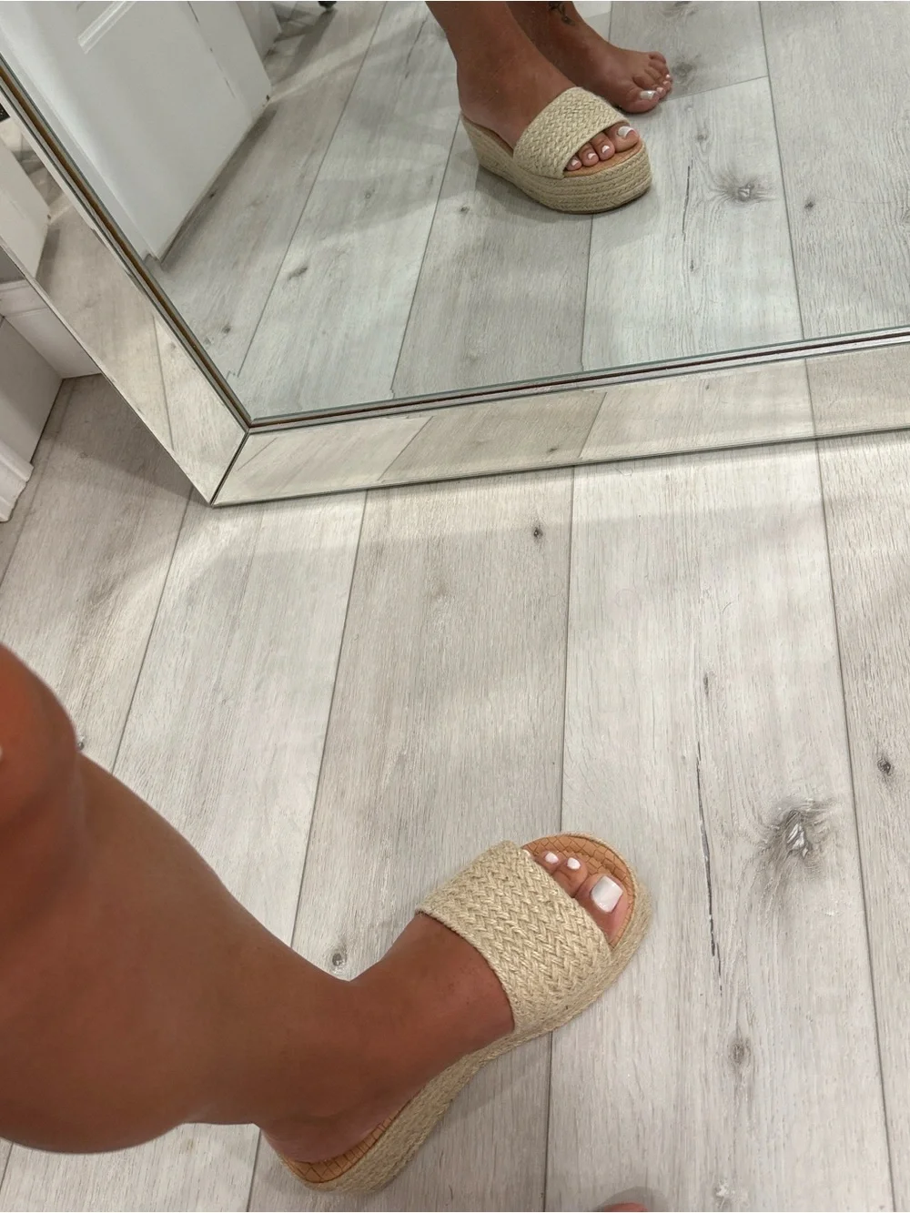 Woven Slide Platform Sandal - Cream